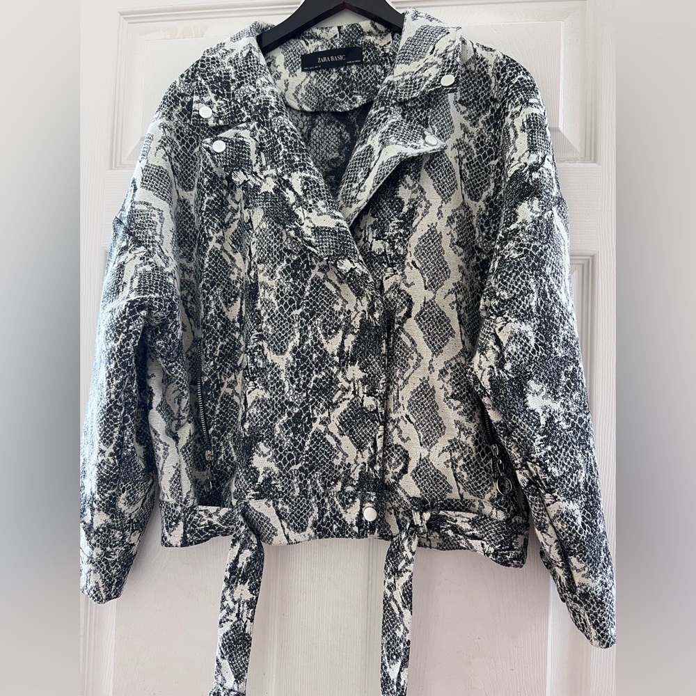 ZARA SNAKE PRINT MOTO JACKET